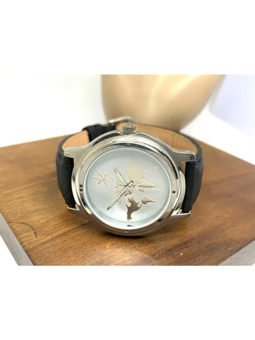 Sweda Up With People Foundation Mens Watch Quartz Silver Dial Black Leather 39mm